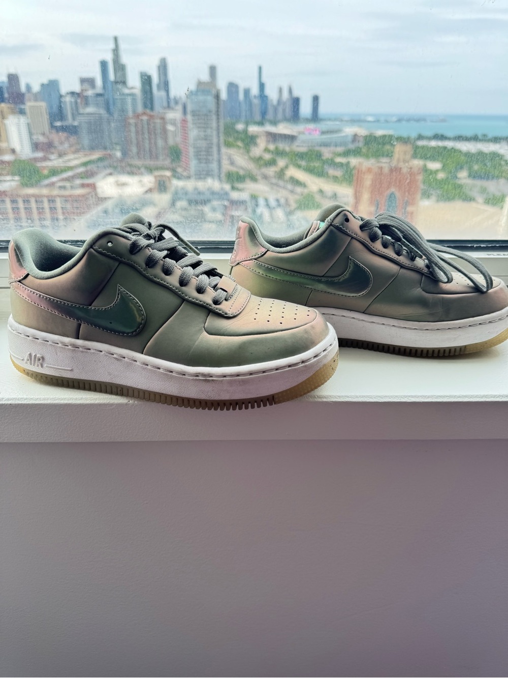 Nike Iridescent Green Low Top Sneakers AirForce Upstep